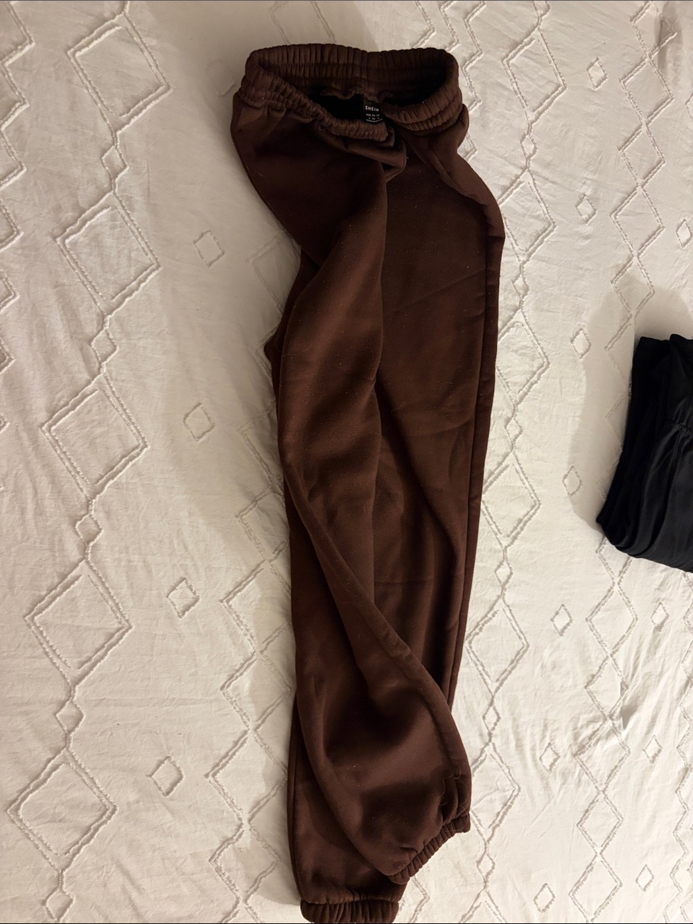 SHEIN Brown Fleece Jogger Pants - Elastic Waist & Cuffed Ankles
